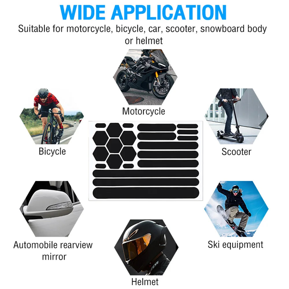 Adesivi Rifrangenti per Casco Moto – Sicurezza Notturna per Bici, Moto e Auto