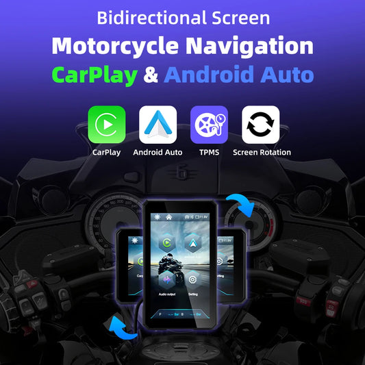 EKIY Schermo Moto 5.0" Wireless CarPlay & Android Auto – Dashboard GPS Portatile con Display Rimovibile