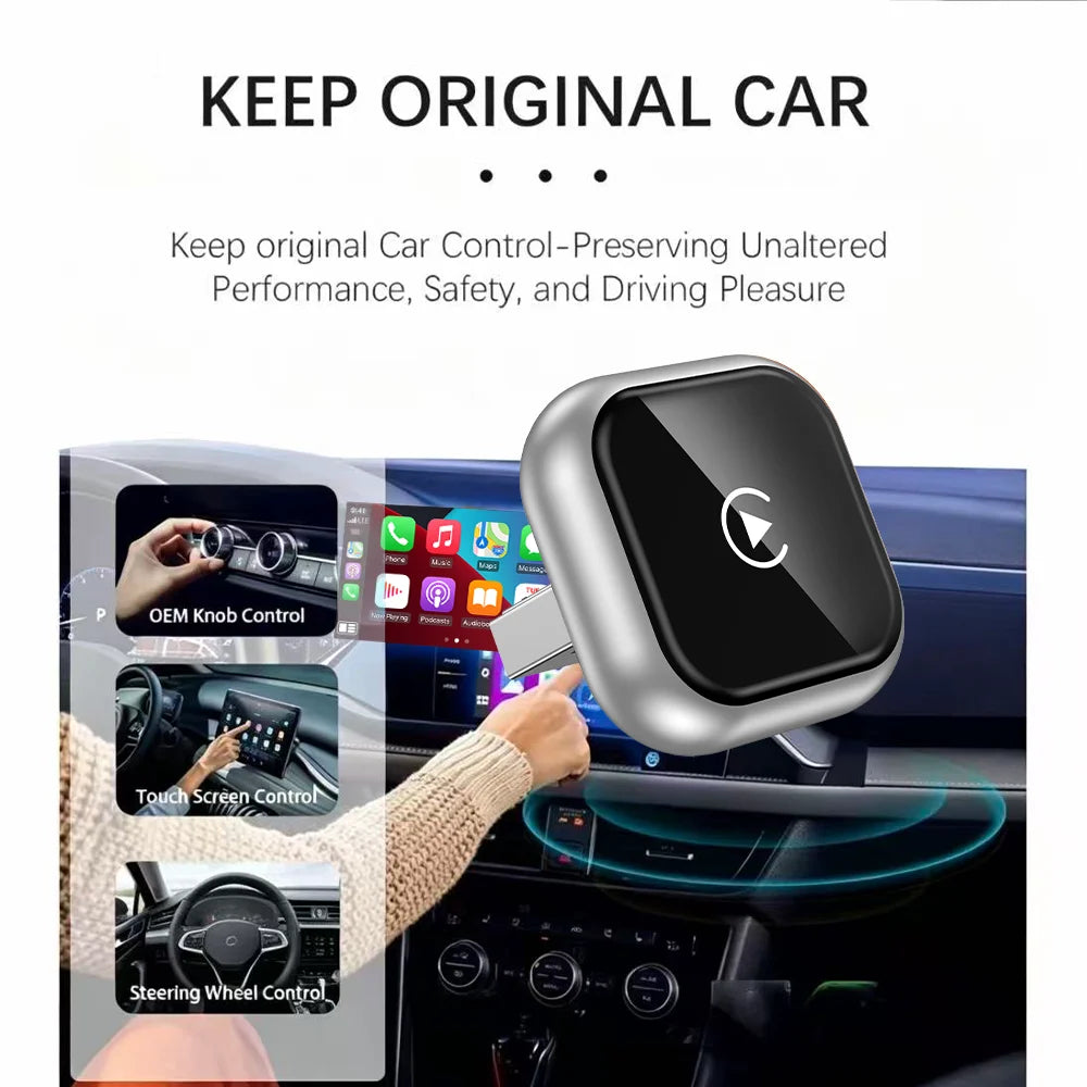 2-in-1 Wireless CarPlay Adapter – Plug & Play Automatic Connection for Cars with Wired CarPlay