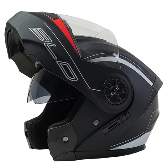BLD Casco Moto Modulare Doppia Visiera – Flip Up Integrale per Motocross e Racing, Uomo e Donna