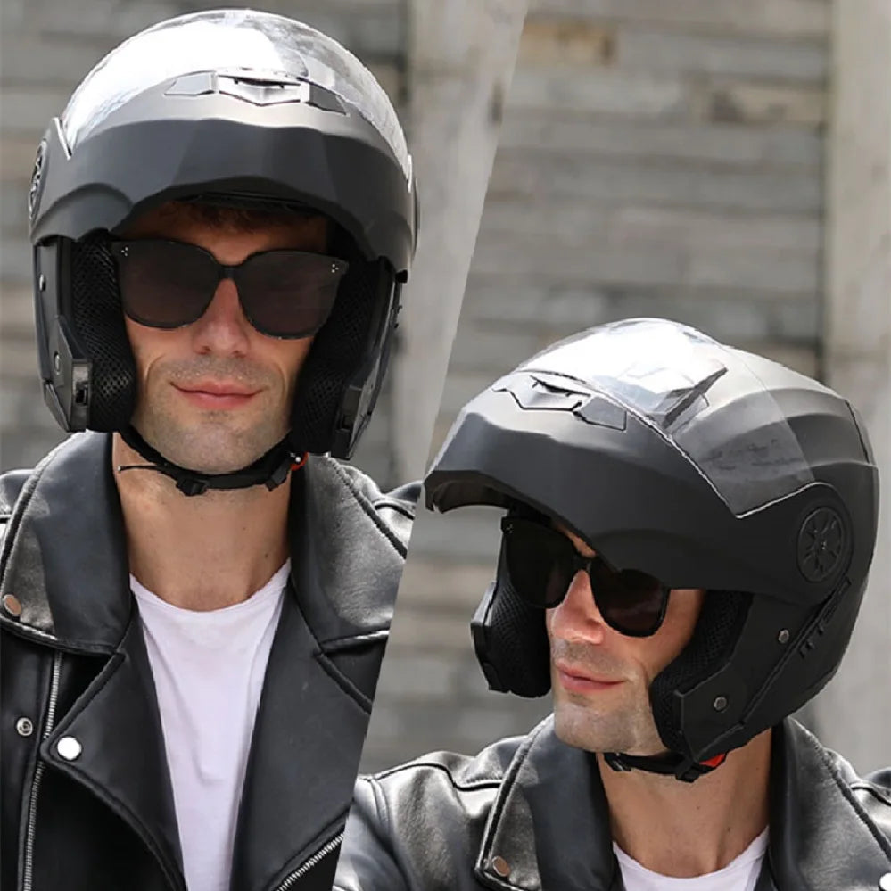 BLD Casco Moto Modulare Doppia Visiera – Flip Up Integrale per Motocross e Racing, Uomo e Donna