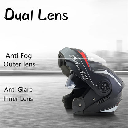 BLD Casco Moto Modulare Doppia Visiera – Flip Up Integrale per Motocross e Racing, Uomo e Donna