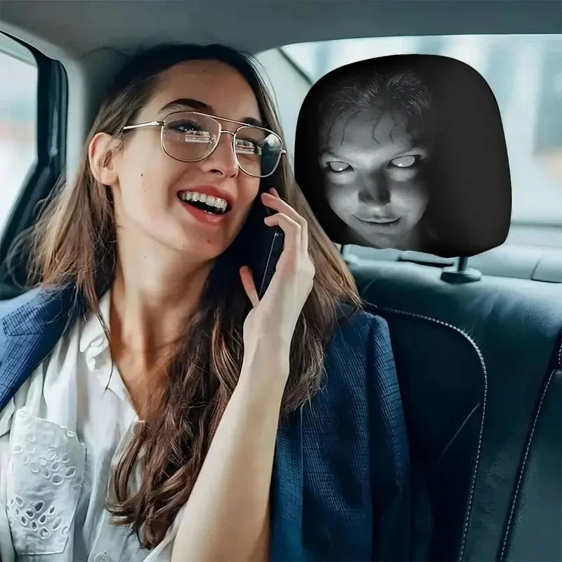Coprisedile Poggiatesta Auto Halloween – 2 Pezzi Universali Elastici