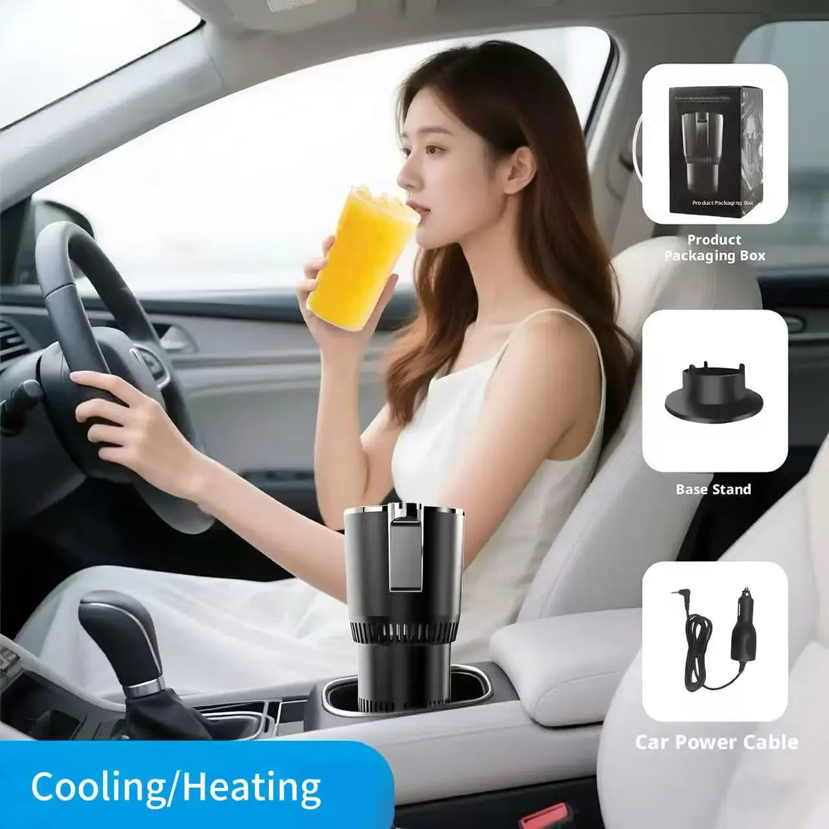 Tazza Intelligente per Auto – Riscaldamento e Raffreddamento Rapido, Mini Frigo 12V per Bevande Calde e Fredde