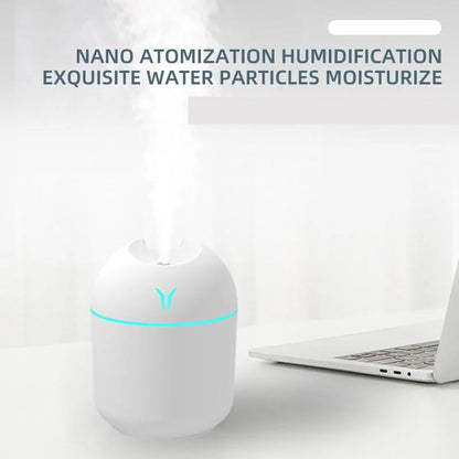 USB Mini Humidifier 250ml – Aroma Diffuser for Car and Home with Colorful LED Light