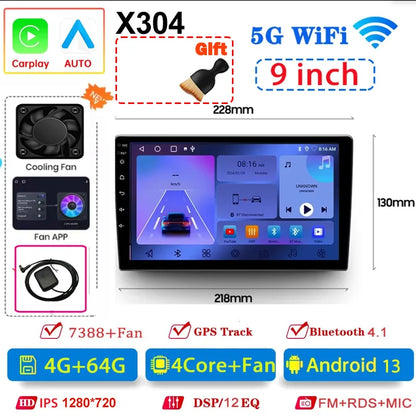 Autoradio Android 13 Universale 7/9/10 Pollici – 2 Din GPS WiFi CarPlay BT
