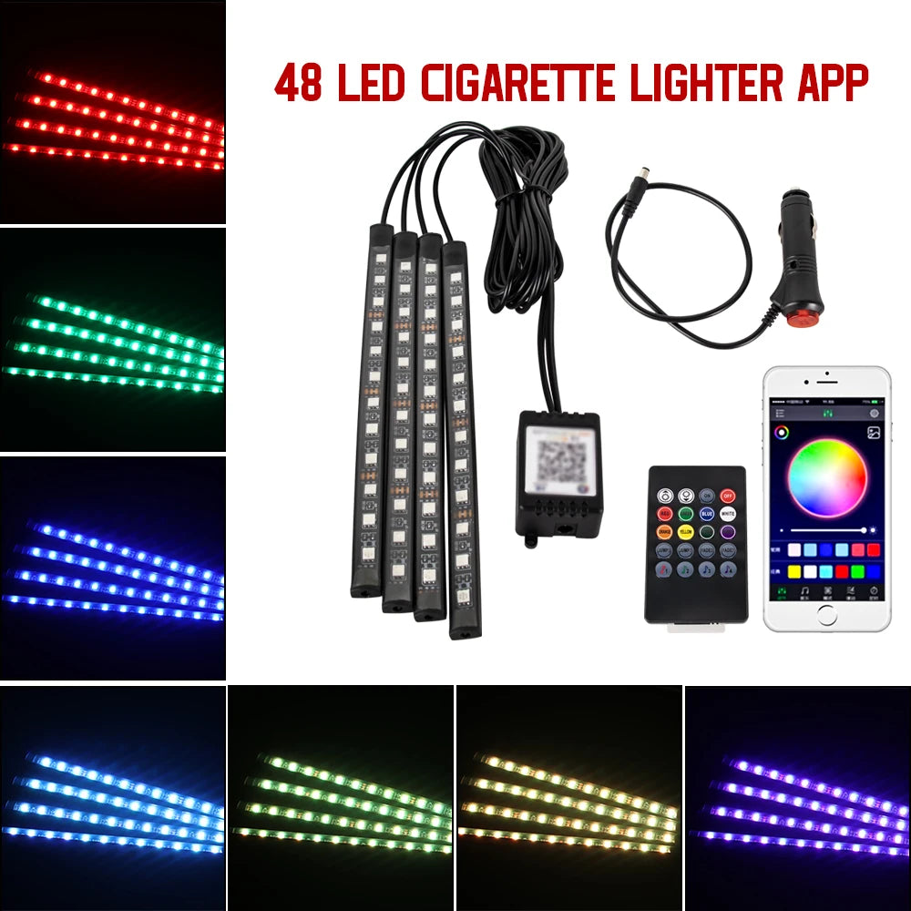 Car Ambient LED Lights 36/48/72 LED – Wireless Remote Control and RGB App
