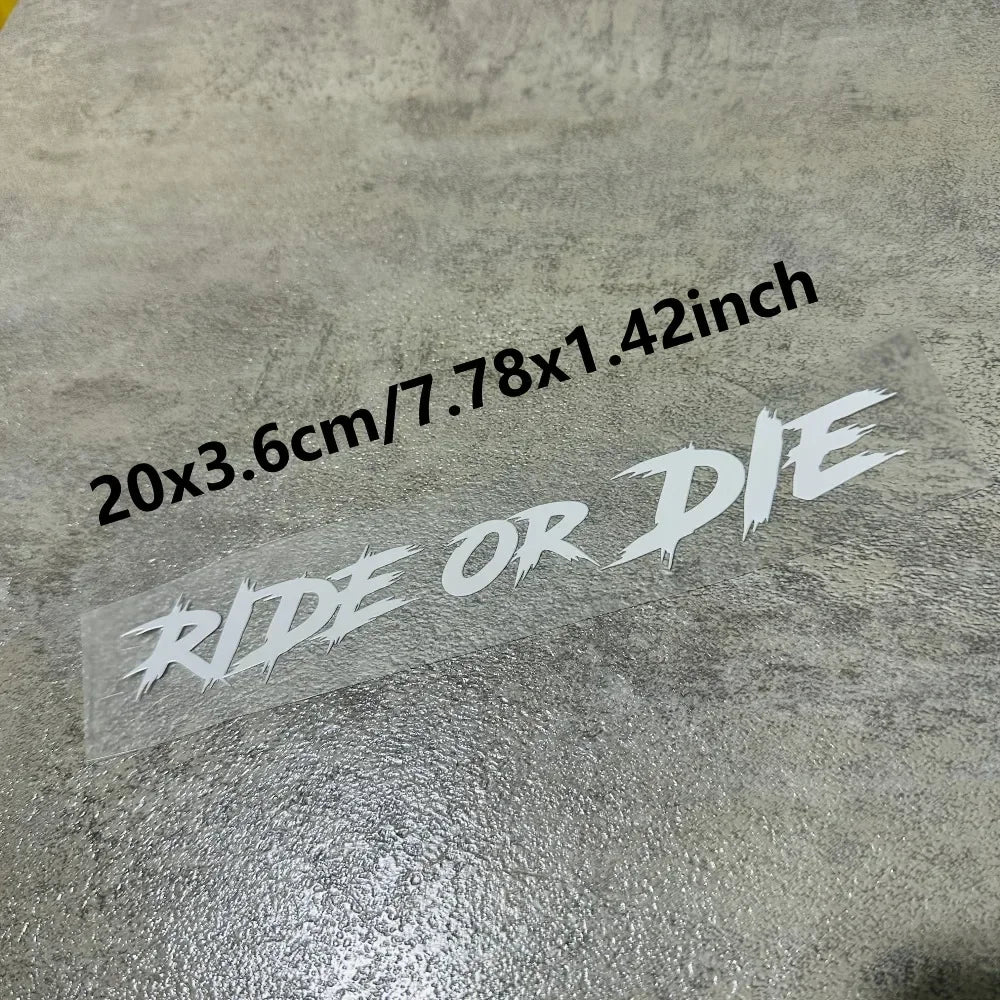 Adesivo Vinile Impermeabile Casco Moto – Scritta Ride or Die Rosso e Bianco