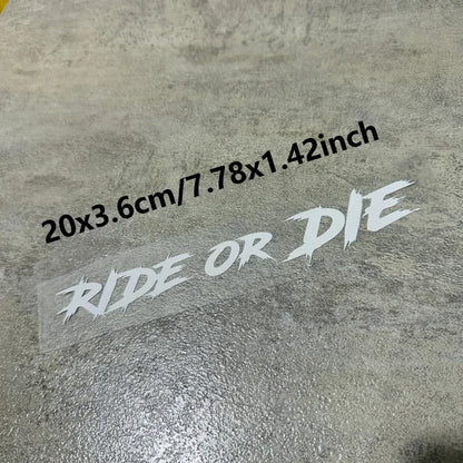 Adesivo Vinile Impermeabile Casco Moto – Scritta Ride or Die Rosso e Bianco