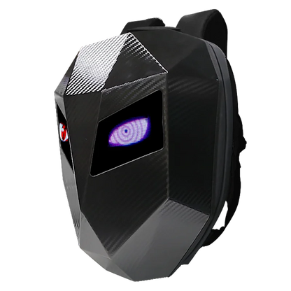 Zaino Moto con Occhi LED Luminosi, Guscio Rigido e Porta-Casco Integrato