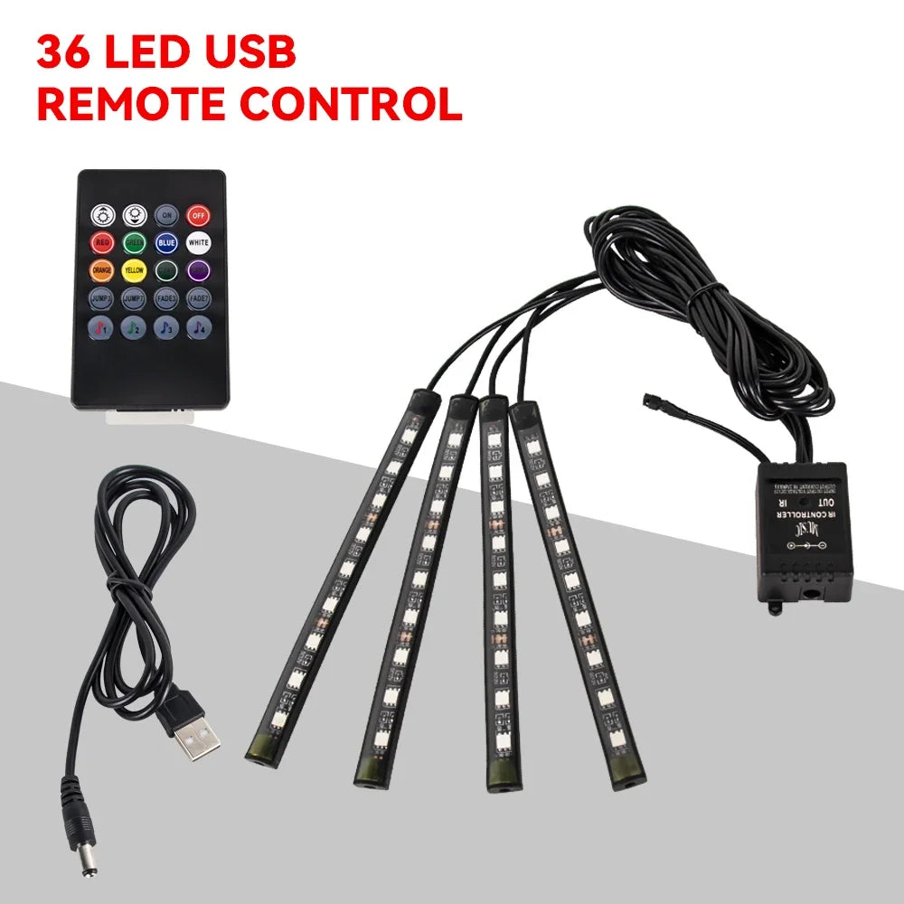 Car Ambient LED Lights 36/48/72 LED – Wireless Remote Control and RGB App