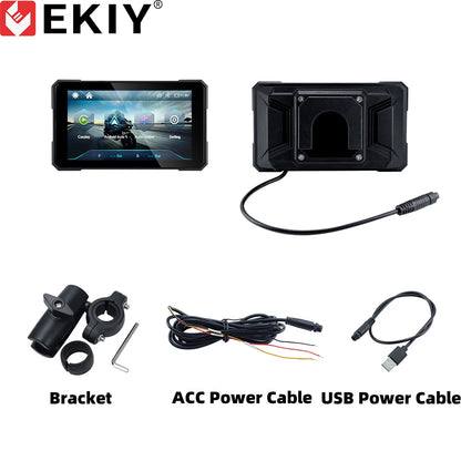 EKIY Schermo Moto 5.0" Wireless CarPlay & Android Auto – Dashboard GPS Portatile con Display Rimovibile