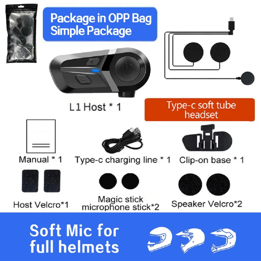 Auricolare Bluetooth 5.3 per Casco Moto – Vivavoce Wireless Impermeabile con Lettore Musicale