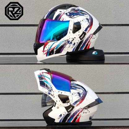 ORZ Casco Moto Modulare Flip Up – Doppia Visiera Integrale per Motocross e Racing Uomo Donna