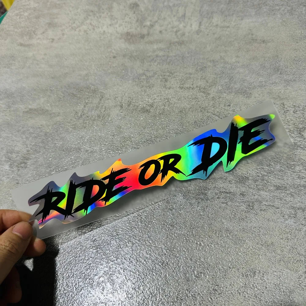 Adesivo Vinile Impermeabile Casco Moto – Scritta Ride or Die Rosso e Bianco