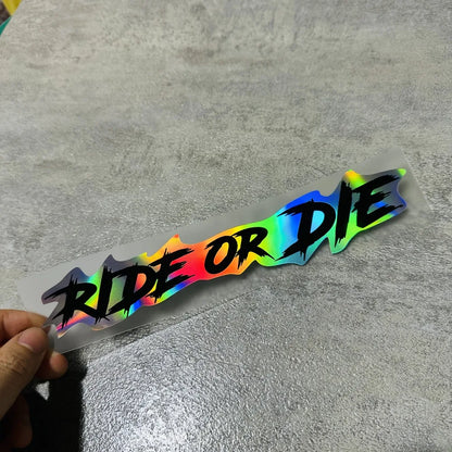 Adesivo Vinile Impermeabile Casco Moto – Scritta Ride or Die Rosso e Bianco