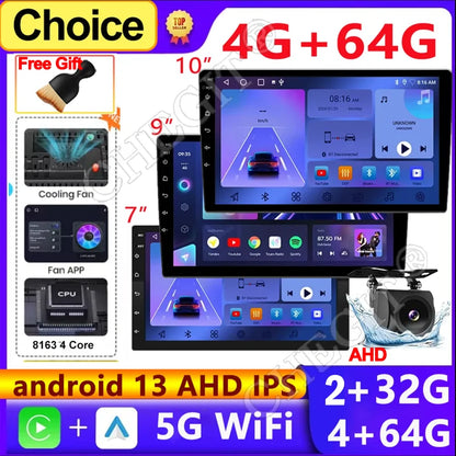 Autoradio Android 13 Universale 7/9/10 Pollici – 2 Din GPS WiFi CarPlay BT