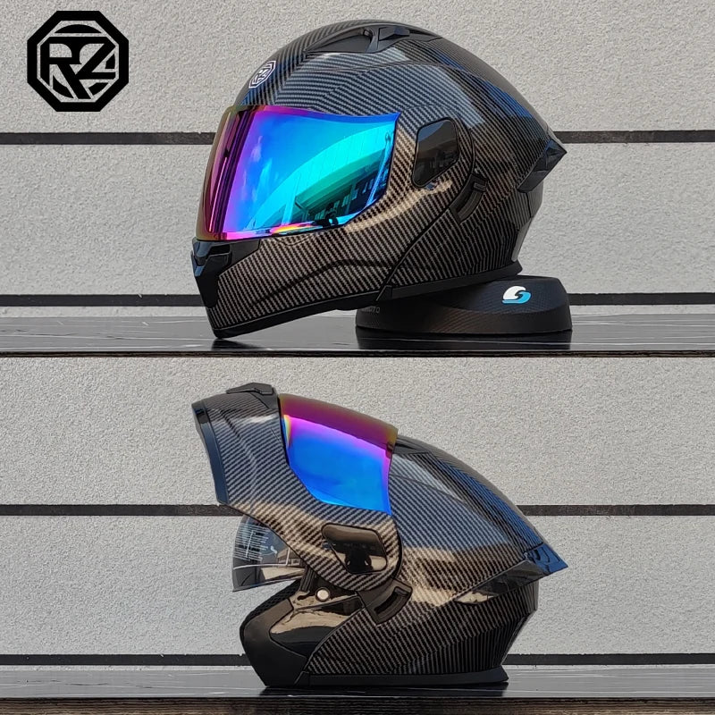 ORZ Casco Moto Modulare Flip Up – Doppia Visiera Integrale per Motocross e Racing Uomo Donna