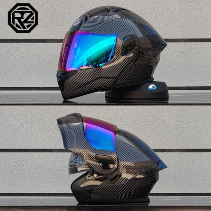 ORZ Casco Moto Modulare Flip Up – Doppia Visiera Integrale per Motocross e Racing Uomo Donna
