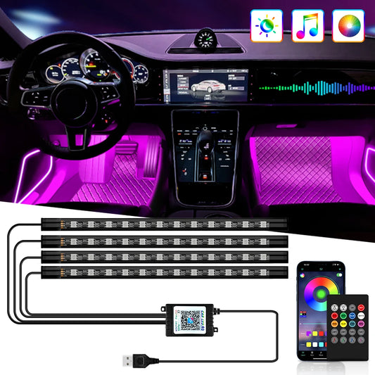 Car Ambient LED Lights 36/48/72 LED – Wireless Remote Control and RGB App