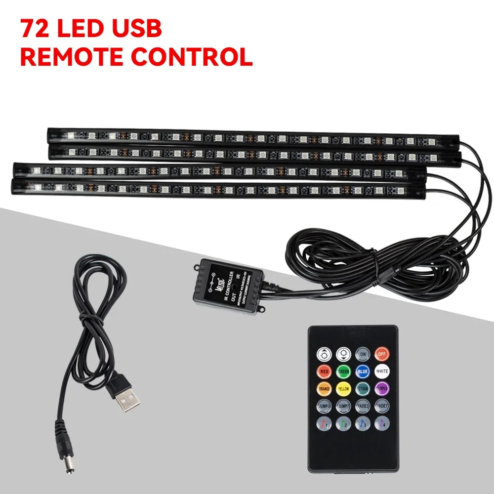 Car Ambient LED Lights 36/48/72 LED – Wireless Remote Control and RGB App