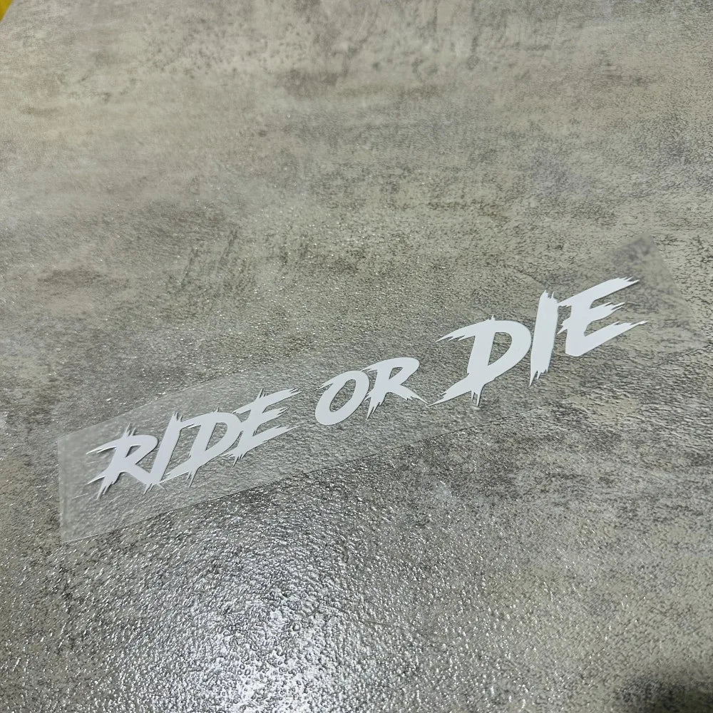 Adesivo Vinile Impermeabile Casco Moto – Scritta Ride or Die Rosso e Bianco