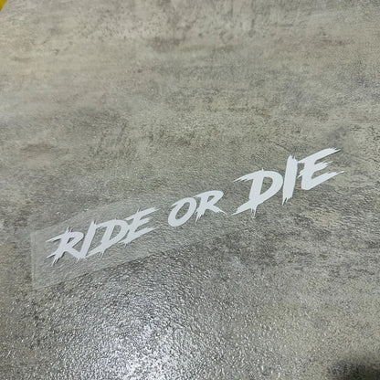 Adesivo Vinile Impermeabile Casco Moto – Scritta Ride or Die Rosso e Bianco