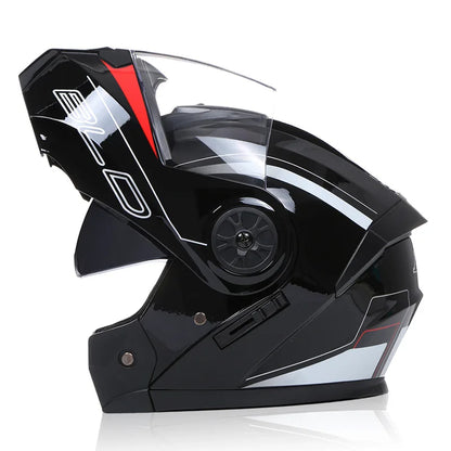 BLD Casco Moto Modulare Doppia Visiera – Flip Up Integrale per Motocross e Racing, Uomo e Donna