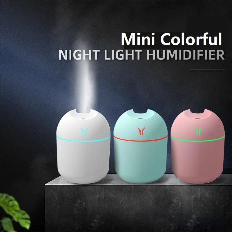 USB Mini Humidifier 250ml – Aroma Diffuser for Car and Home with Colorful LED Light