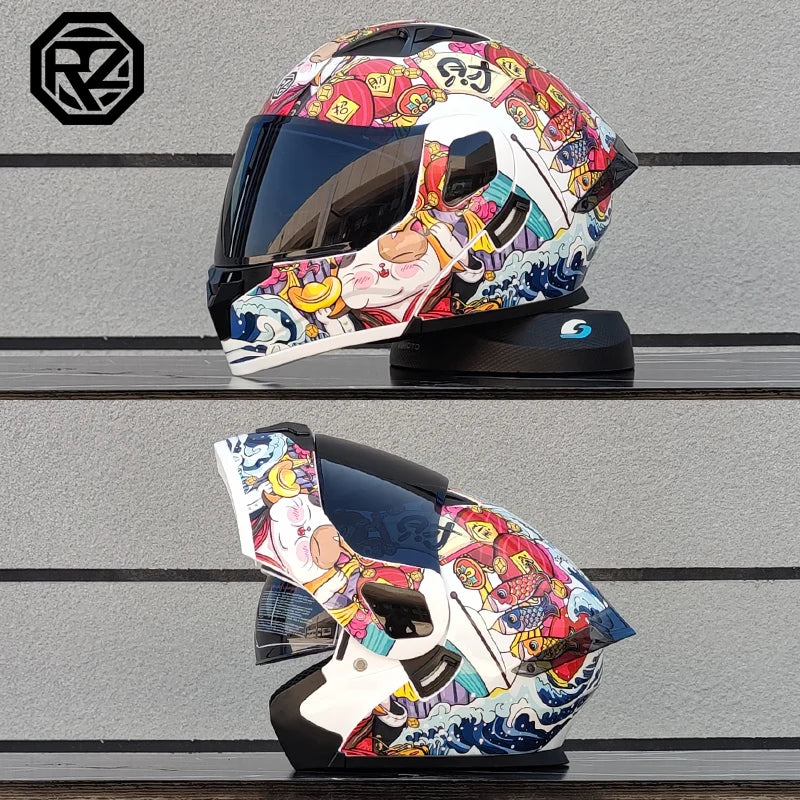 ORZ Casco Moto Modulare Flip Up – Doppia Visiera Integrale per Motocross e Racing Uomo Donna