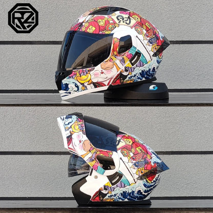 ORZ Casco Moto Modulare Flip Up – Doppia Visiera Integrale per Motocross e Racing Uomo Donna