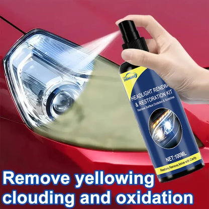 Spray Ripristino Fari Auto 100ml – Rimuove Ingiallimento e Ossidazione, Lunga Durata