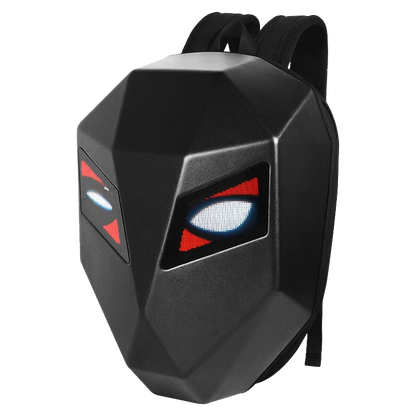 Zaino Moto con Occhi LED Luminosi, Guscio Rigido e Porta-Casco Integrato