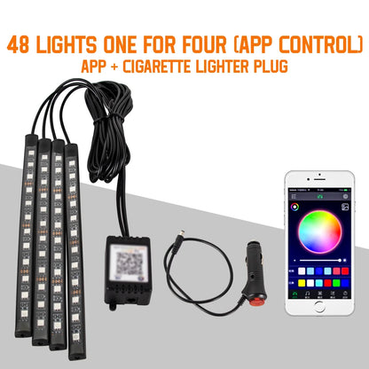 Car Ambient LED Lights 36/48/72 LED – Wireless Remote Control and RGB App