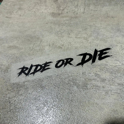 Adesivo Vinile Impermeabile Casco Moto – Scritta Ride or Die Rosso e Bianco