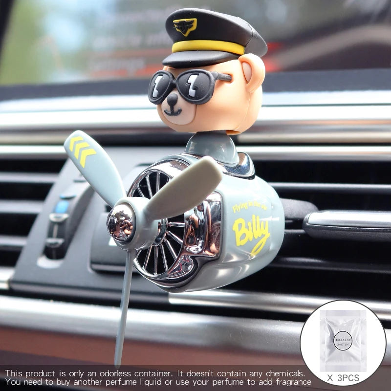 Profumatore Auto Orso Pilota DIY – Diffusore Aroma Clip Bocchetta Senza Profumo