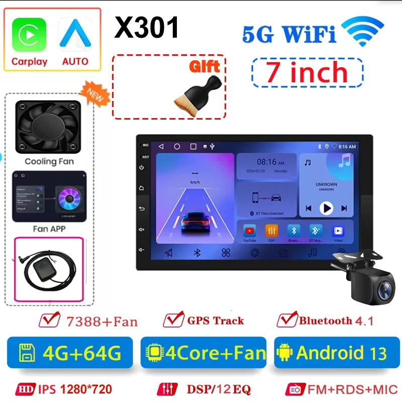 Autoradio Android 13 Universale 7/9/10 Pollici – 2 Din GPS WiFi CarPlay BT