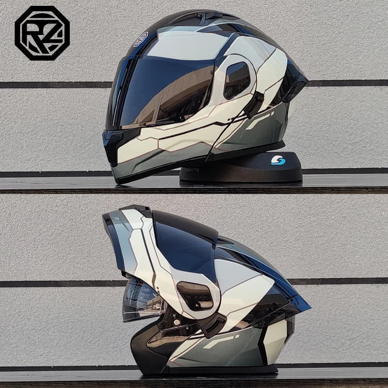 ORZ Casco Moto Modulare Flip Up – Doppia Visiera Integrale per Motocross e Racing Uomo Donna