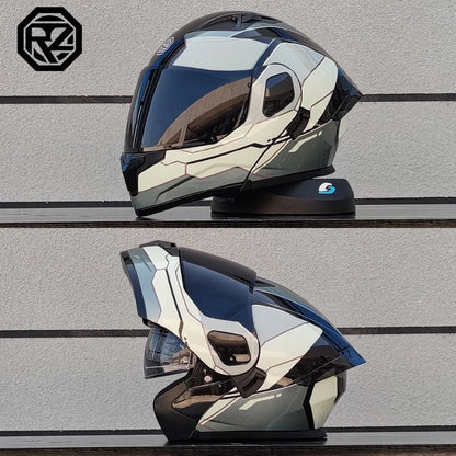 ORZ Casco Moto Modulare Flip Up – Doppia Visiera Integrale per Motocross e Racing Uomo Donna