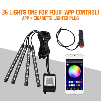 Car Ambient LED Lights 36/48/72 LED – Wireless Remote Control and RGB App