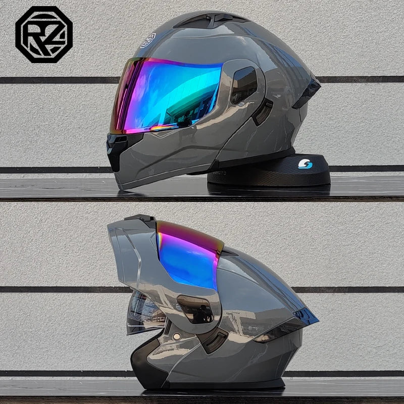 ORZ Casco Moto Modulare Flip Up – Doppia Visiera Integrale per Motocross e Racing Uomo Donna