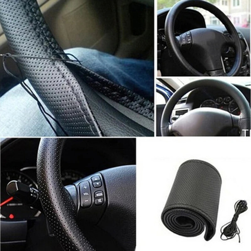 Coprivolante Auto DIY da Cucire – Pelle Artificiale con Ago e Filo, 3 Colori, 38cm