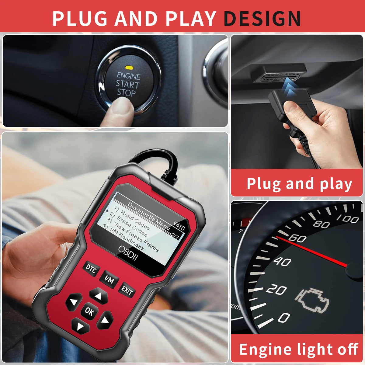 Scanner OBD2 Diagnostico Auto – Lettore Codici Errore Motore per Tutte le Auto dal 1996