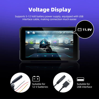 EKIY Schermo Moto 5.0" Wireless CarPlay & Android Auto – Dashboard GPS Portatile con Display Rimovibile