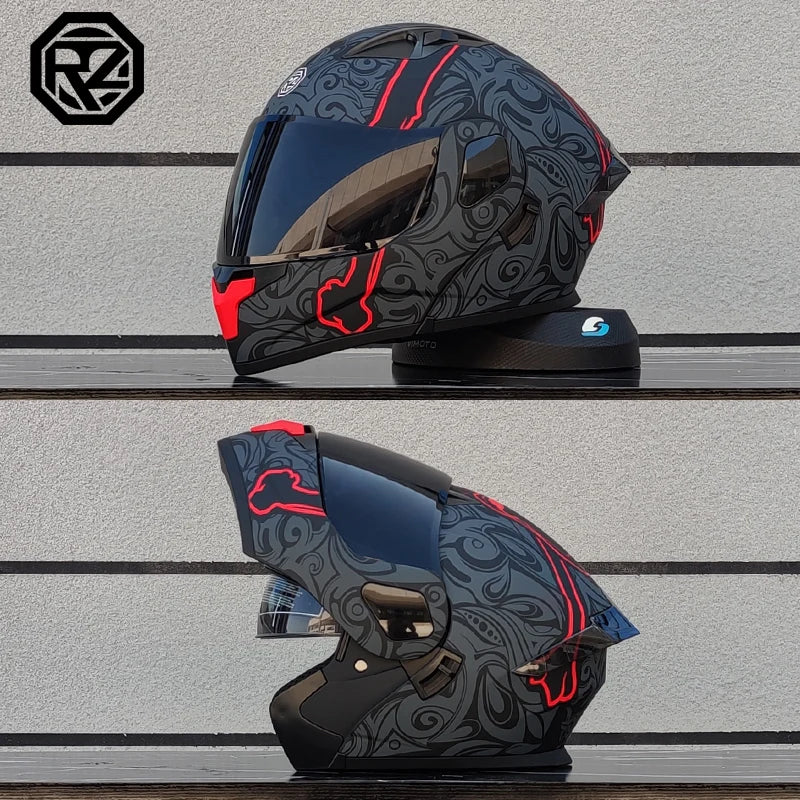 ORZ Casco Moto Modulare Flip Up – Doppia Visiera Integrale per Motocross e Racing Uomo Donna