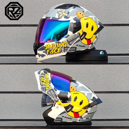 ORZ Casco Moto Modulare Flip Up – Doppia Visiera Integrale per Motocross e Racing Uomo Donna