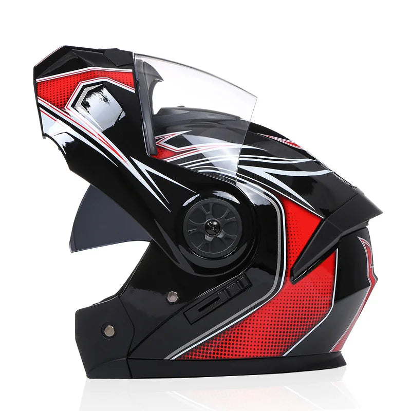 BLD Casco Moto Modulare Doppia Visiera – Flip Up Integrale per Motocross e Racing, Uomo e Donna