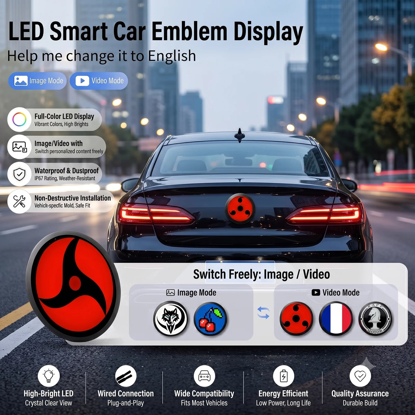 Stemma LED Dinamico BMW – Logo Animato Ultra-sottile HD per X1 X2 X3 X4 X5 X6 X7 M2 M3 M4 M8 340i 520Li iX1