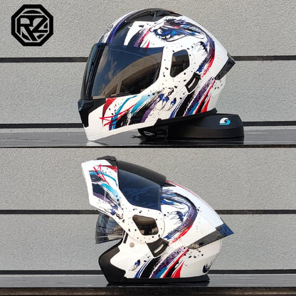 ORZ Casco Moto Modulare Flip Up – Doppia Visiera Integrale per Motocross e Racing Uomo Donna