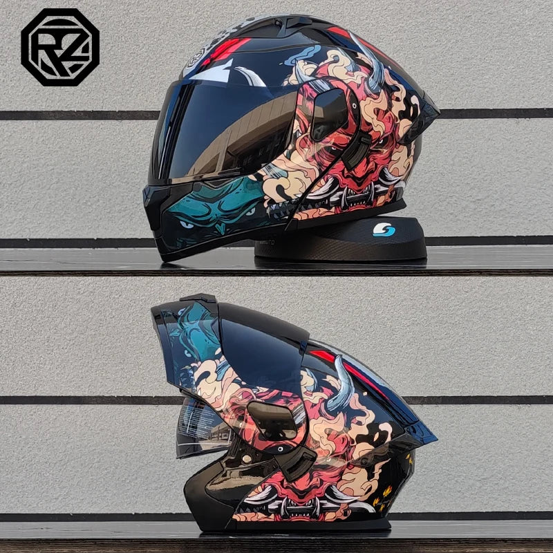 ORZ Casco Moto Modulare Flip Up – Doppia Visiera Integrale per Motocross e Racing Uomo Donna